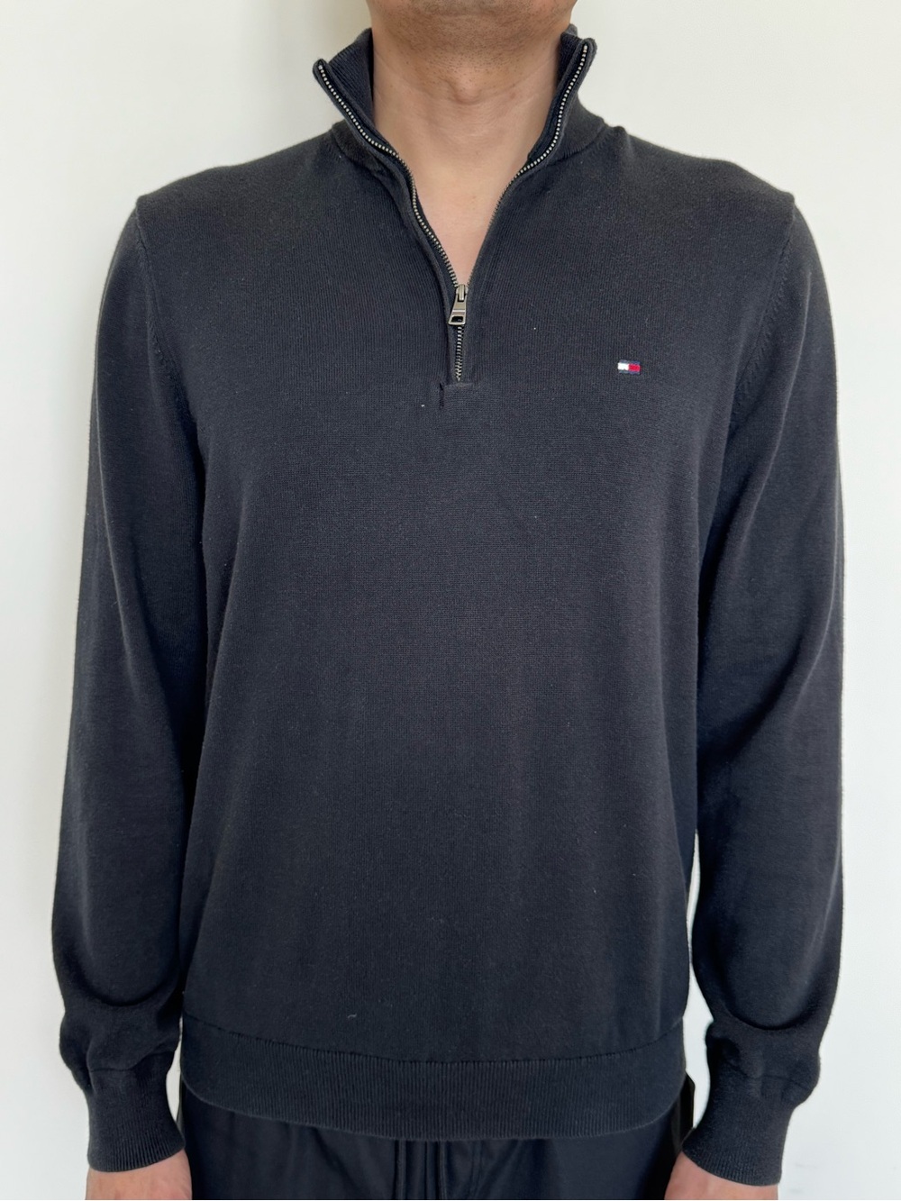 Tommy Hilfiger Men’s Black Zip-Up Mock Neck Sweater